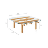 Mallow 35 Inch Tempered Glass Coffee Table in Oak