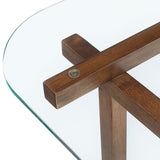 Mallow 35 Inch Tempered Glass Coffee Table in Walnut
