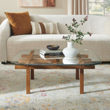 Mallow 35 Inch Tempered Glass Coffee Table in Walnut