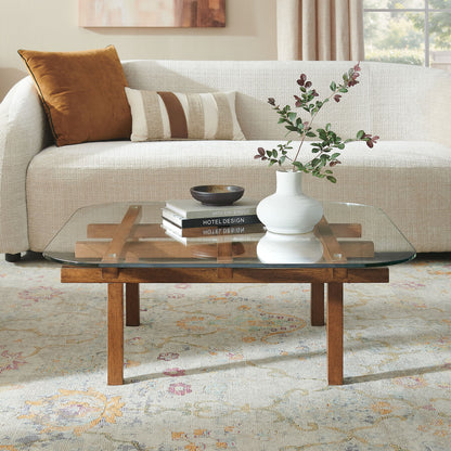 Isby 35 Inch Tempered Glass Coffee Table by Furniture for America