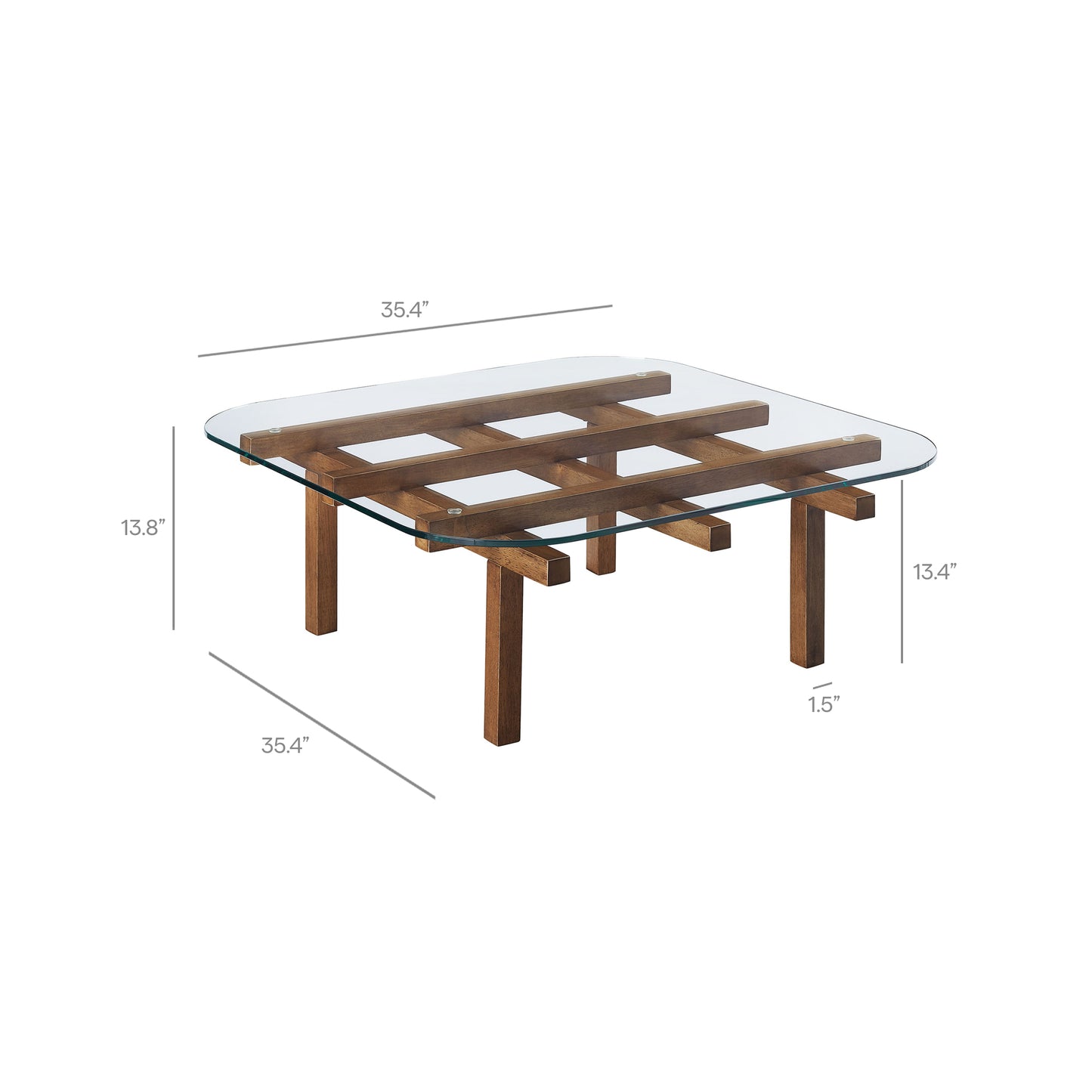 Isby 35 Inch Tempered Glass Coffee Table by Furniture for America