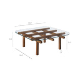 Mallow 35 Inch Tempered Glass Coffee Table in Walnut
