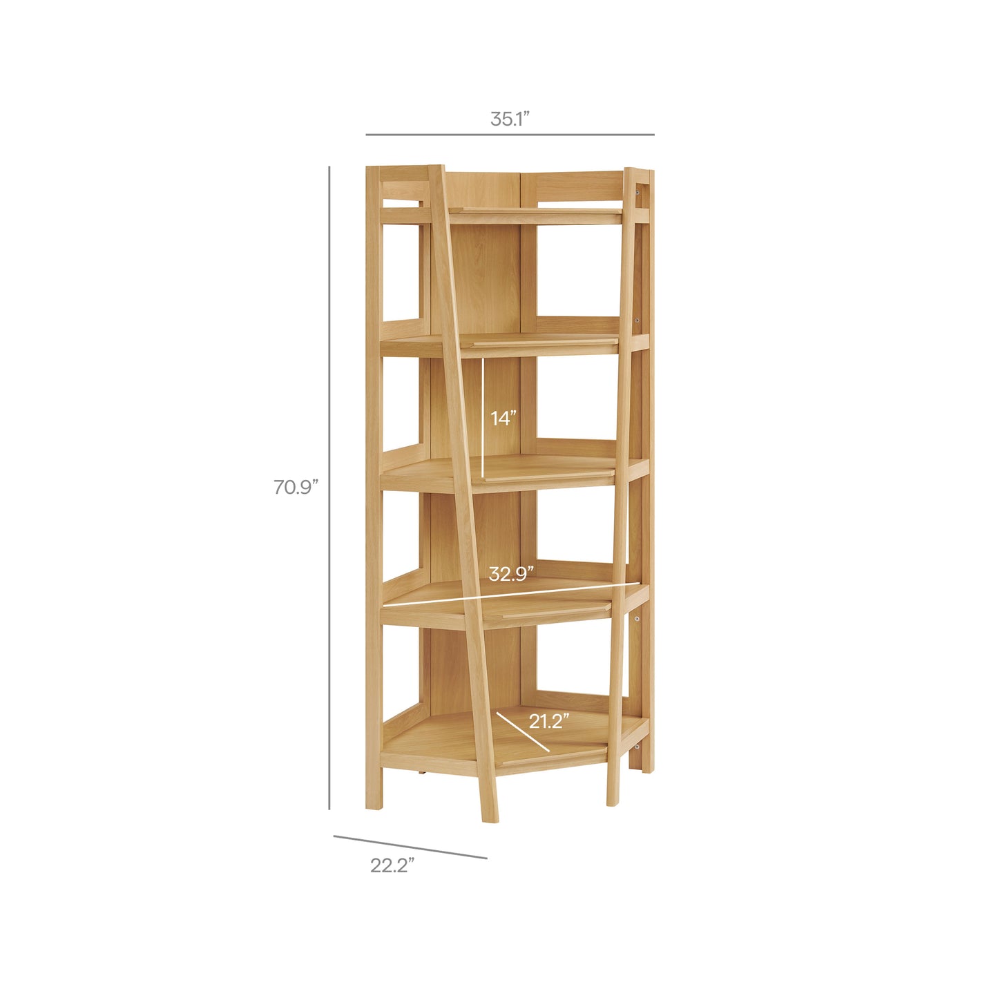 Finch 71 Inch Corner Bookshelf in Oak