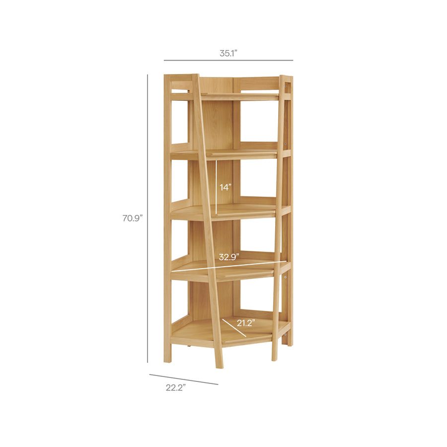 Finch 71 Inch Corner Bookshelf in Oak