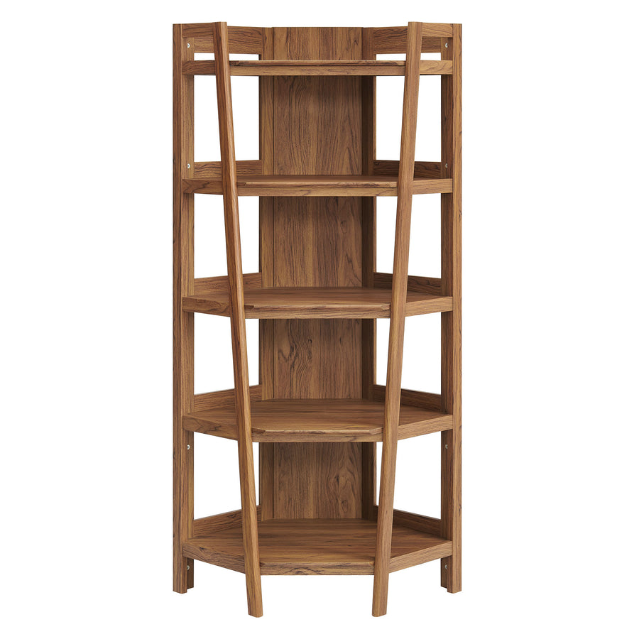 Finch 71 Inch Corner Bookshelf in Walnut