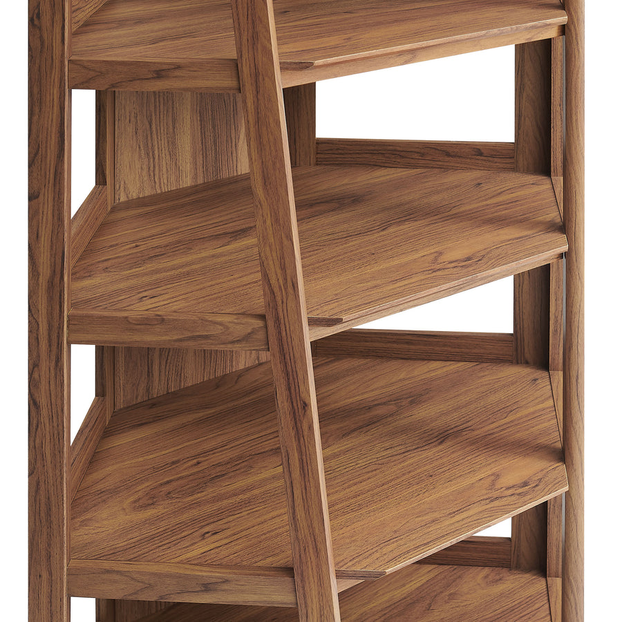 Finch 71 Inch Corner Bookshelf in Walnut
