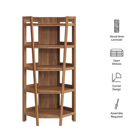Bixby 71 Inch Corner Bookshelf in Walnut