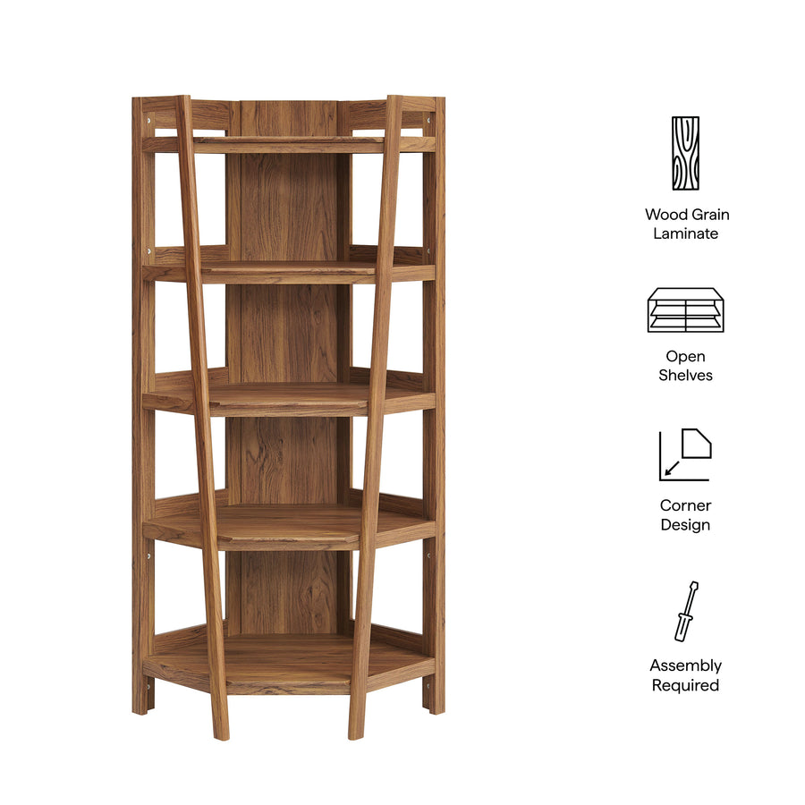 Finch 71 Inch Corner Bookshelf in Walnut
