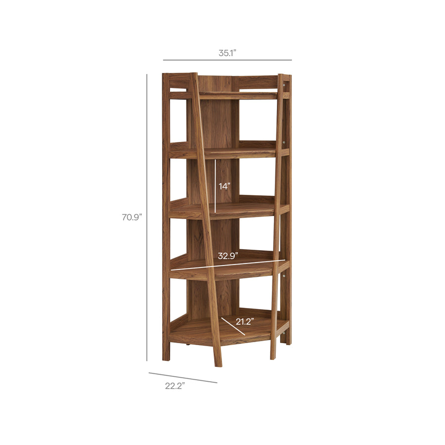 Finch 71 Inch Corner Bookshelf in Walnut