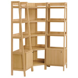 Finch 3-piece Corner Bookshelf Set with Narrow Bookshelves in Oak