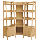 Finch 3-piece Corner Bookshelf Set with Narrow Bookshelves in Oak