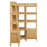 Finch 3-piece Corner Bookshelf Set with Narrow Bookshelves in Oak