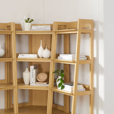 Finch 3-piece Corner Bookshelf Set with Narrow Bookshelves in Oak