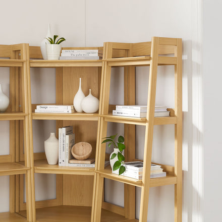 Bixby 3-piece Corner Bookshelf Set with Narrow Bookshelves in Oak