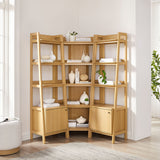Finch 3-piece Corner Bookshelf Set with Narrow Bookshelves in Oak