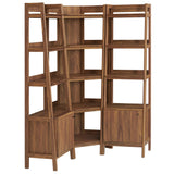 Finch 3-piece Corner Bookshelf Set with Narrow Bookshelves in Walnut