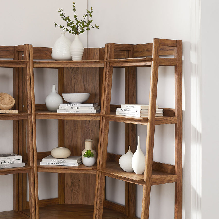 Finch 3-piece Corner Bookshelf Set with Narrow Bookshelves in Walnut