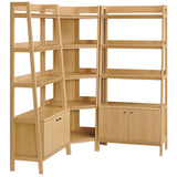 Finch 3-Piece Corner Bookshelf Set with Wide Bookshelves in Oak