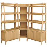 Finch 3-Piece Corner Bookshelf Set with Wide Bookshelves in Oak