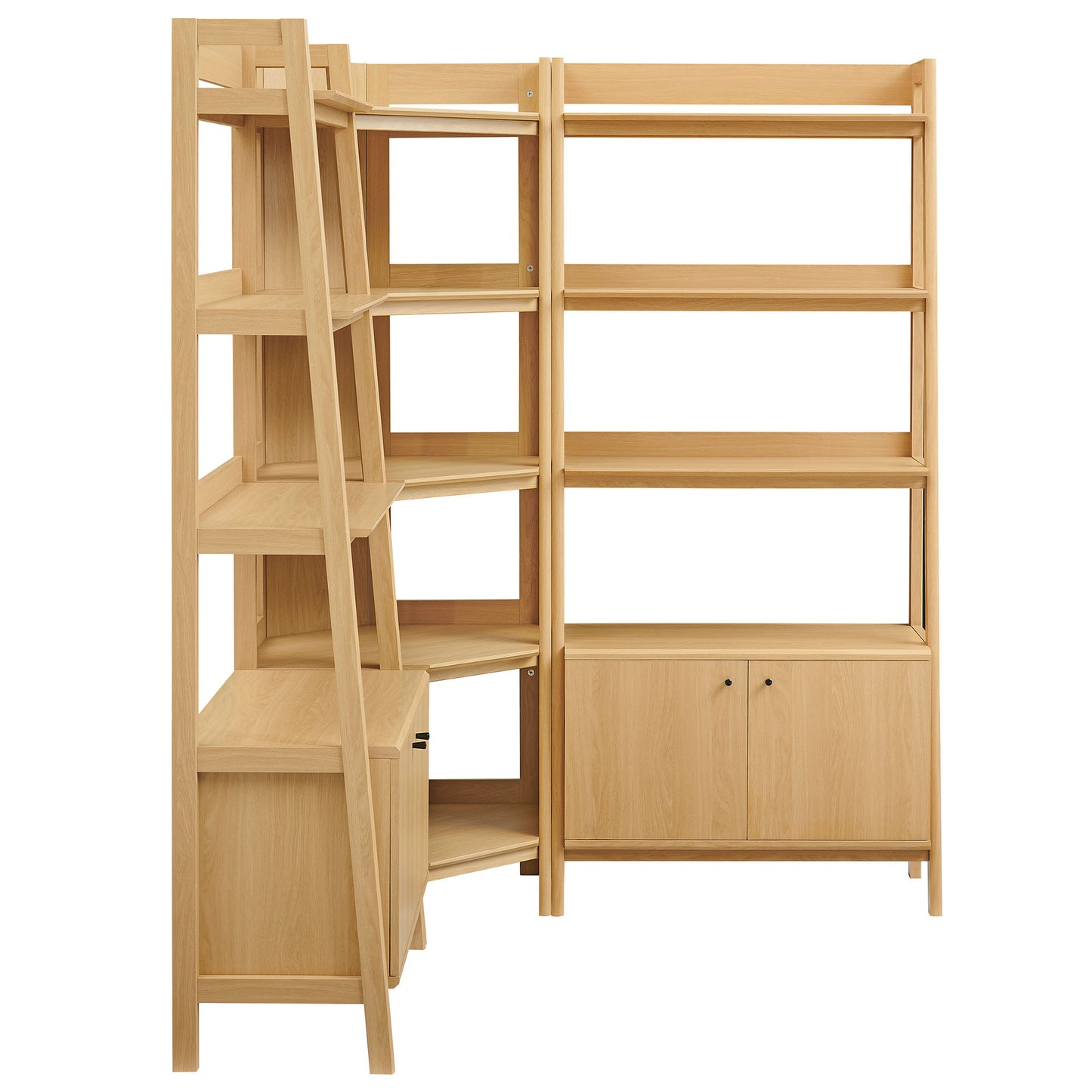 Finch 3-Piece Corner Bookshelf Set with Wide Bookshelves in Oak