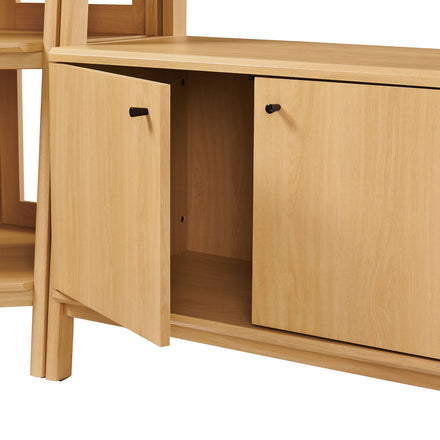 Bixby 3-Piece Corner Bookshelf Set with Wide Bookshelves in Oak
