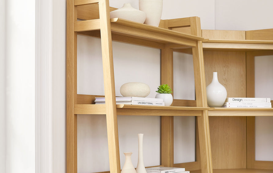 Finch 3-Piece Corner Bookshelf Set with Wide Bookshelves in Oak