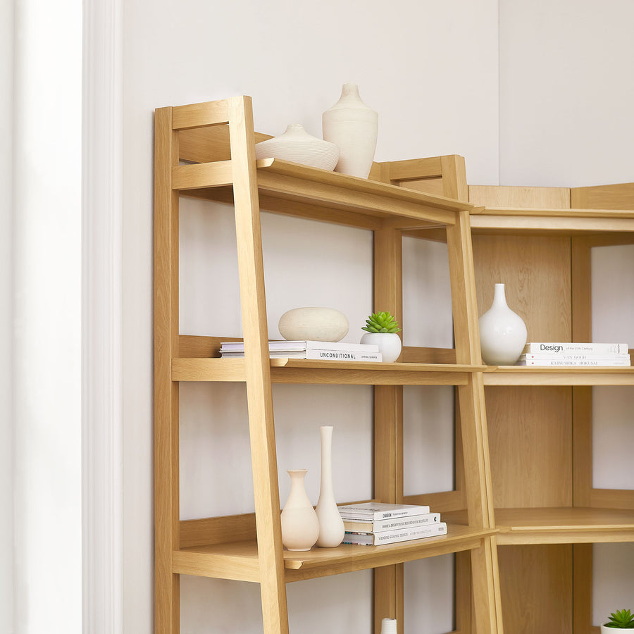 Finch 3-Piece Corner Bookshelf Set with Wide Bookshelves in Oak
