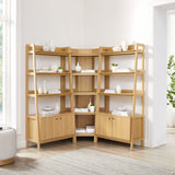 Finch 3-Piece Corner Bookshelf Set with Wide Bookshelves in Oak