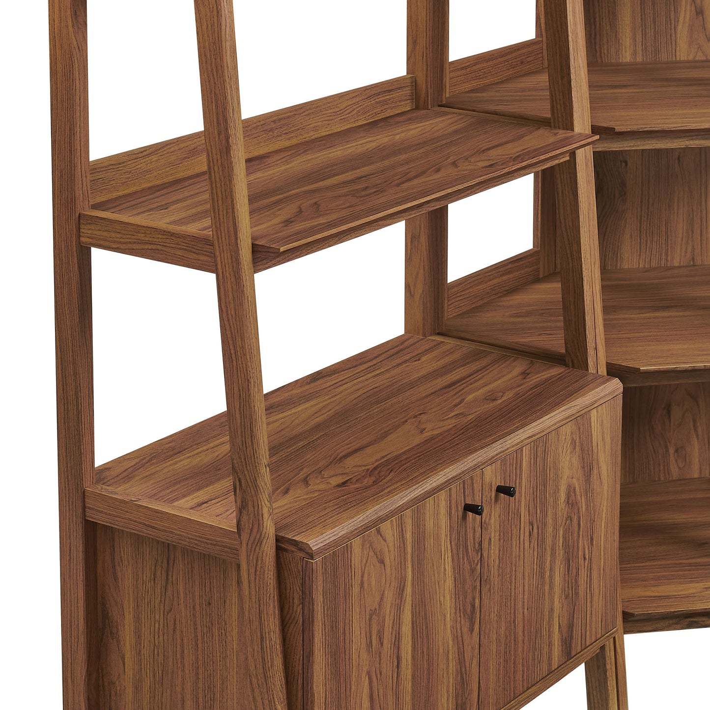 Finch 3-Piece Corner Bookshelf Set with Wide Bookshelves in Walnut
