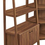 Finch 3-Piece Corner Bookshelf Set with Wide Bookshelves in Walnut
