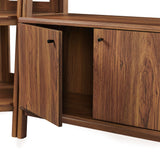 Finch 3-Piece Corner Bookshelf Set with Wide Bookshelves in Walnut
