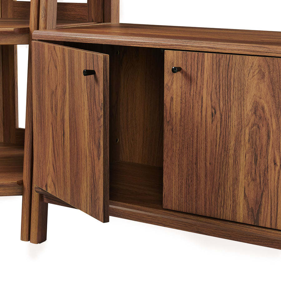 Finch 3-Piece Corner Bookshelf Set with Wide Bookshelves in Walnut
