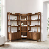 Finch 3-Piece Corner Bookshelf Set with Wide Bookshelves in Walnut