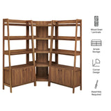 Finch 3-Piece Corner Bookshelf Set with Wide Bookshelves in Walnut