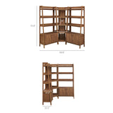 Finch 3-Piece Corner Bookshelf Set with Wide Bookshelves in Walnut