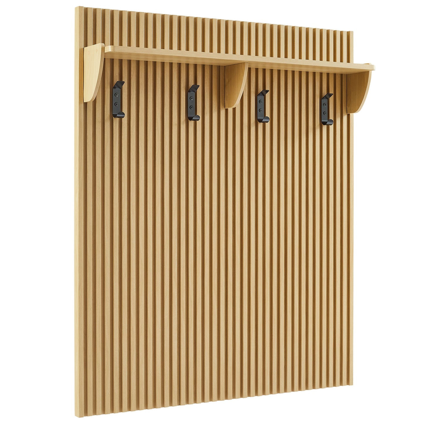 Wren Fluted 3-in-1 Hall Tree With Storage Bench and Coat Rack in Light Oak