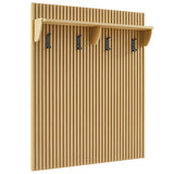 Wren Fluted 3-in-1 Hall Tree With Storage Bench and Coat Rack in Light Oak