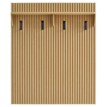 Render Fluted Coat Rack Panel With Shelf in Light Oak