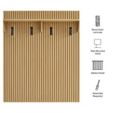 Vera Fluted Coat Rack Panel With Shelf in Light Oak