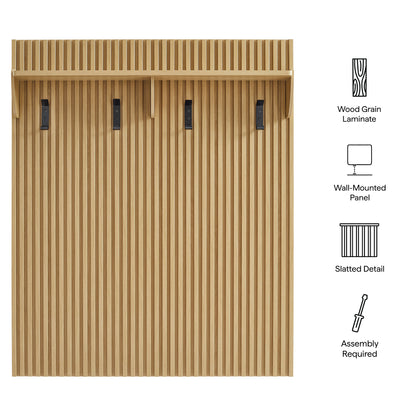 Render Fluted Coat Rack Panel With Shelf by Furniture for America