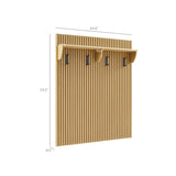 Vera Fluted Coat Rack Panel With Shelf in Light Oak