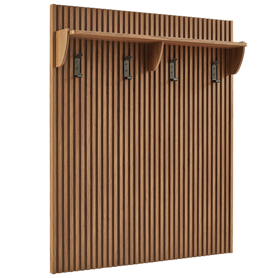 Vera Fluted Coat Rack Panel With Shelf in Walnut