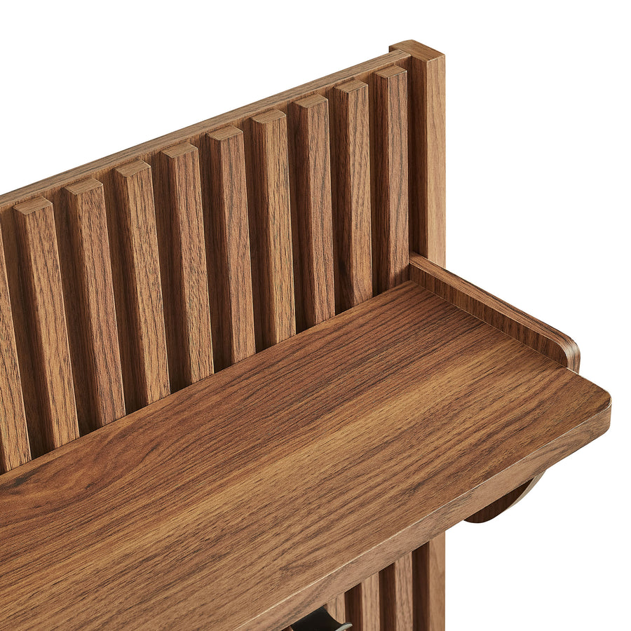 Vera Fluted Coat Rack Panel With Shelf in Walnut