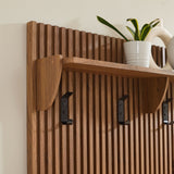 Vera Fluted Coat Rack Panel With Shelf in Walnut