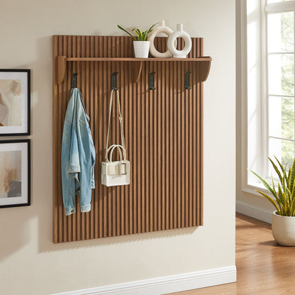 Render Fluted Coat Rack Panel With Shelf by Furniture for America