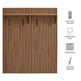 Vera Fluted Coat Rack Panel With Shelf in Walnut