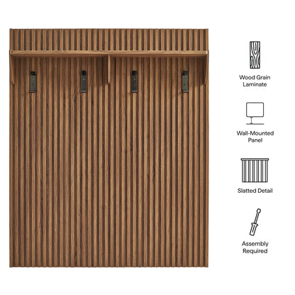 Render Fluted Coat Rack Panel With Shelf by Furniture for America