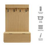 Vera Fluted 3-in-1 Hall Tree With Storage Bench and Coat Rack in Oak