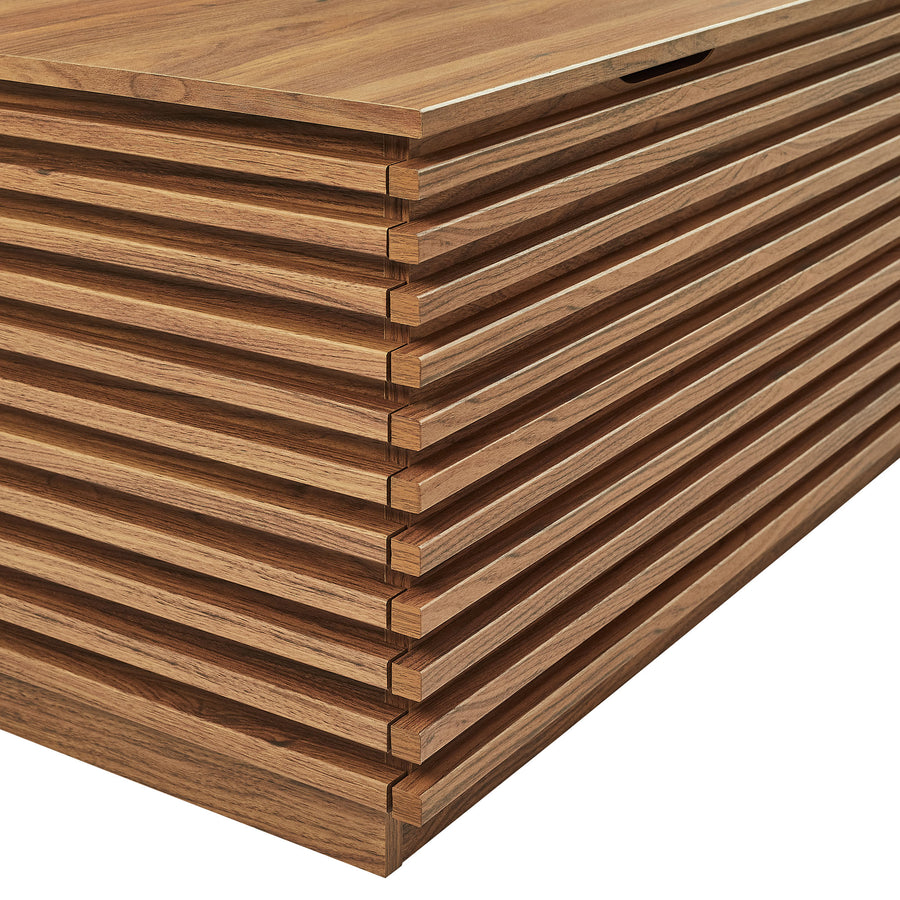 Vera Fluted 3-in-1 Hall Tree With Storage Bench and Coat Rack in Walnut