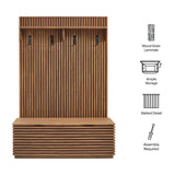 Vera Fluted 3-in-1 Hall Tree With Storage Bench and Coat Rack in Walnut